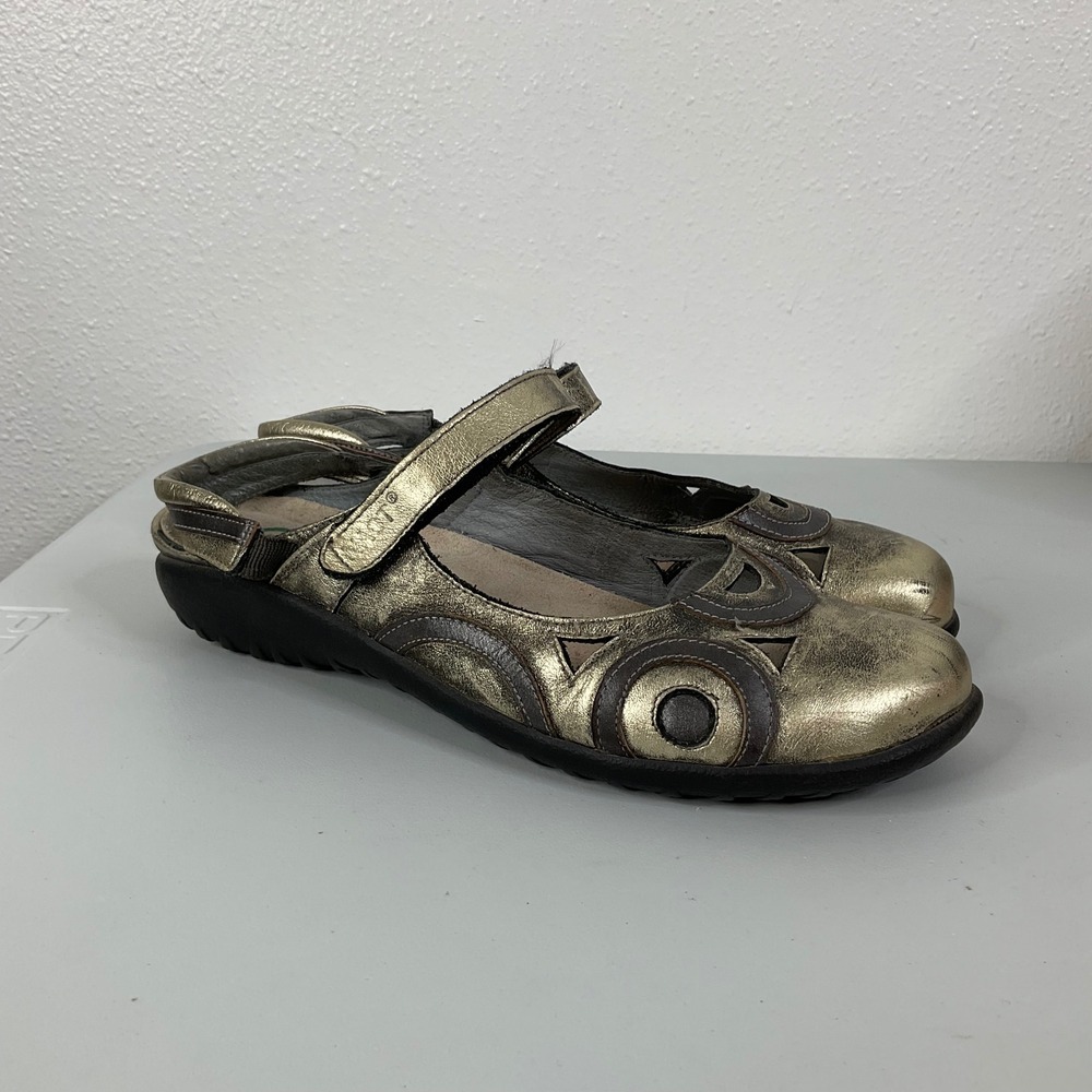 Naot Rongo Gold Metallic Slingback‎ Mary Jane Shoes Size 9